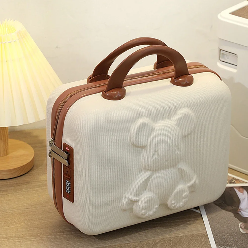 Cartoon Bear Mini Portable Carrying Suitcase Waterproof 14 Inch Gift Cosmetic Box Small Boarding Case Travel Rolling Luggage