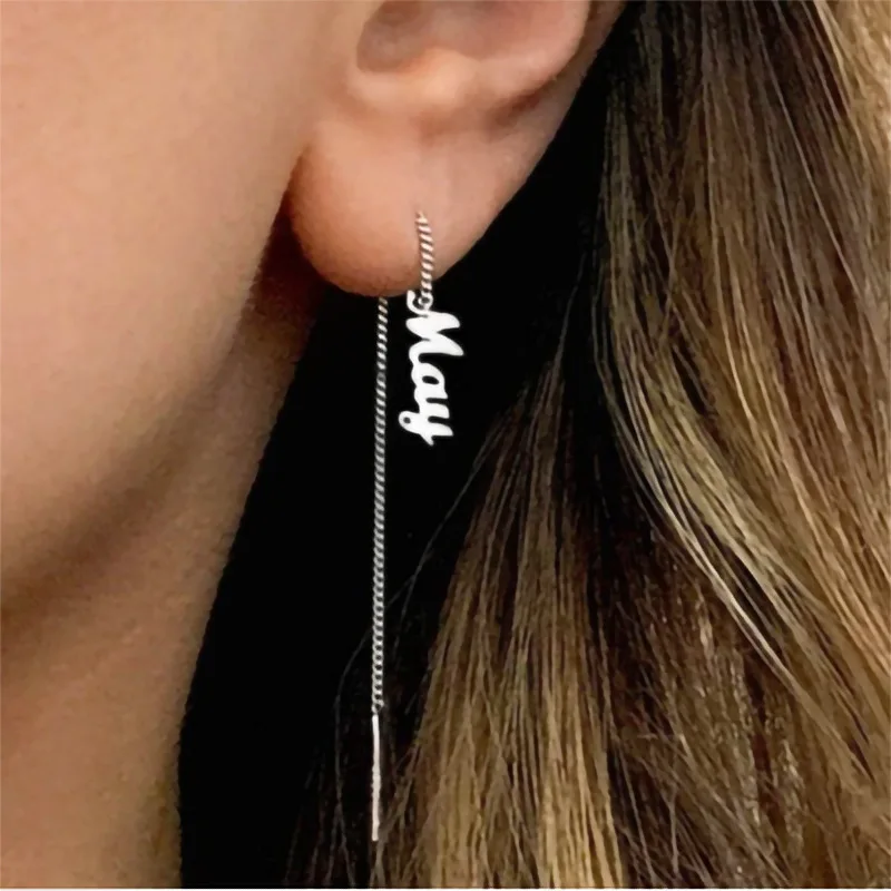 

Lateefah DIY Customized Name Earrings English Letters Stainless Steel Tassel Earwires Jewelry