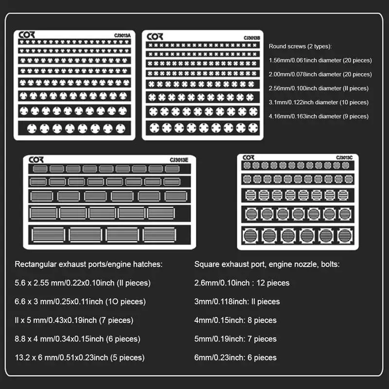 Metal Detail Up Hex Nuts Rivet Parts Set For Model Hex Nuts Photoetch Air Hole Parts Set Detail-Up Item