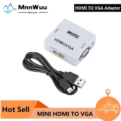 MnnWuu MINI HDMI-compatible to VGA Adapter HDMI2VGA Converter Digital Analog HD 1080p HDMI TO VGA For PC Laptop Tablet Displayer