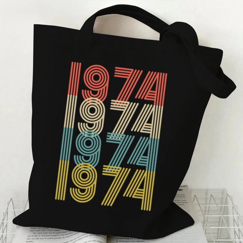 Vintage 1974 Designer Bags Tote Bag Retro Tote Bags Birthday Shoulder Bags 1970~1979 Large Capacity Shopping Bag