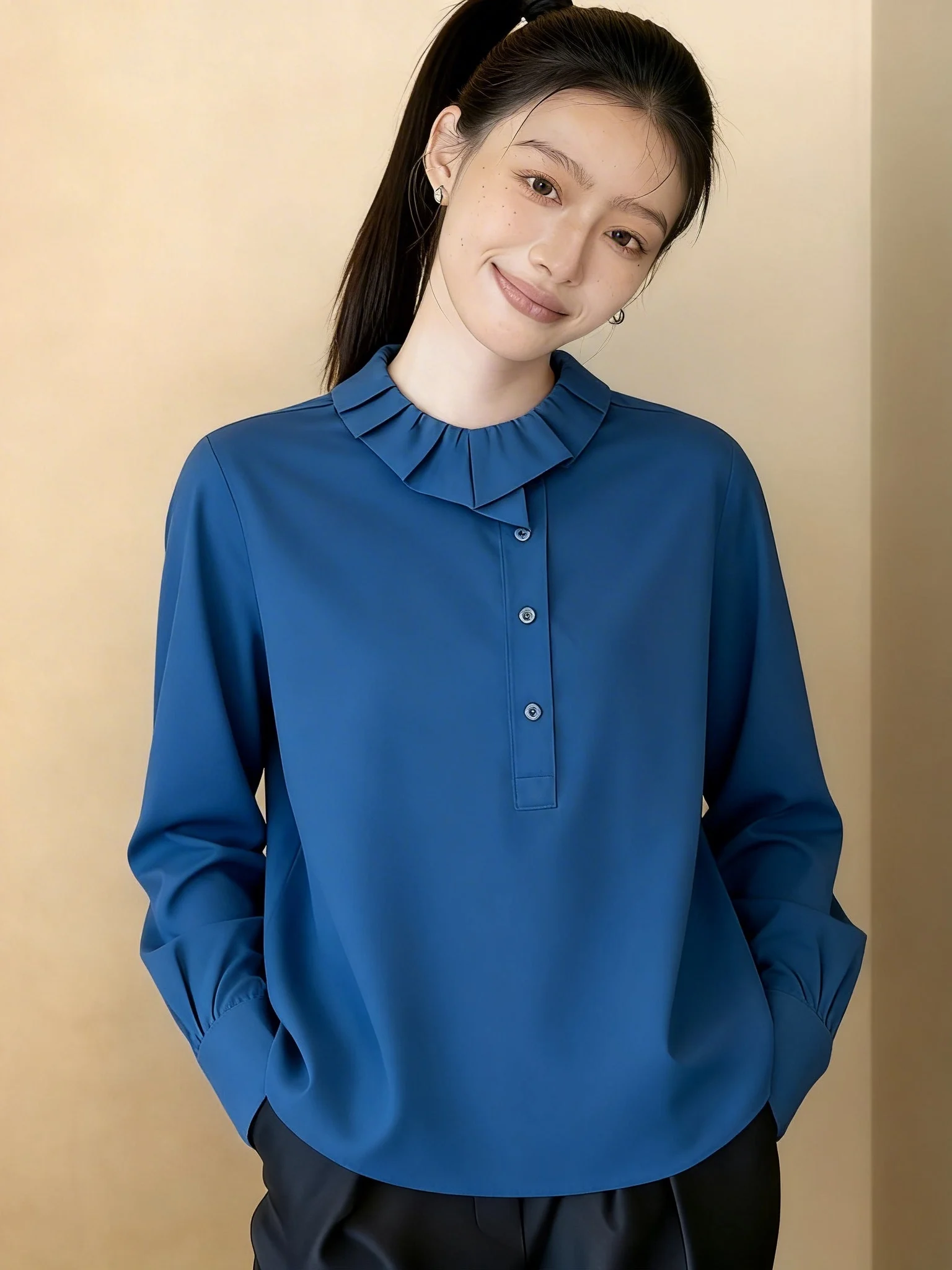 

Свободная женская рубашка с длинным рукавом, весна 2026, новая корейская модель, уникальная, элегантная, особенная, маленькая, красивая, стильная рубашка