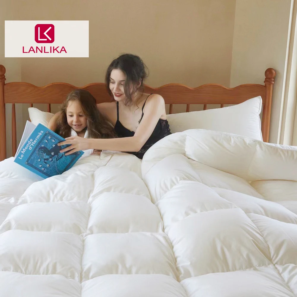 Lanlika Winter Women Kids 100% Goose Down Quilt Comforter Winter Warmth Noiseless Duvet Blanket 100% Cotton Shell For Sleep Gift