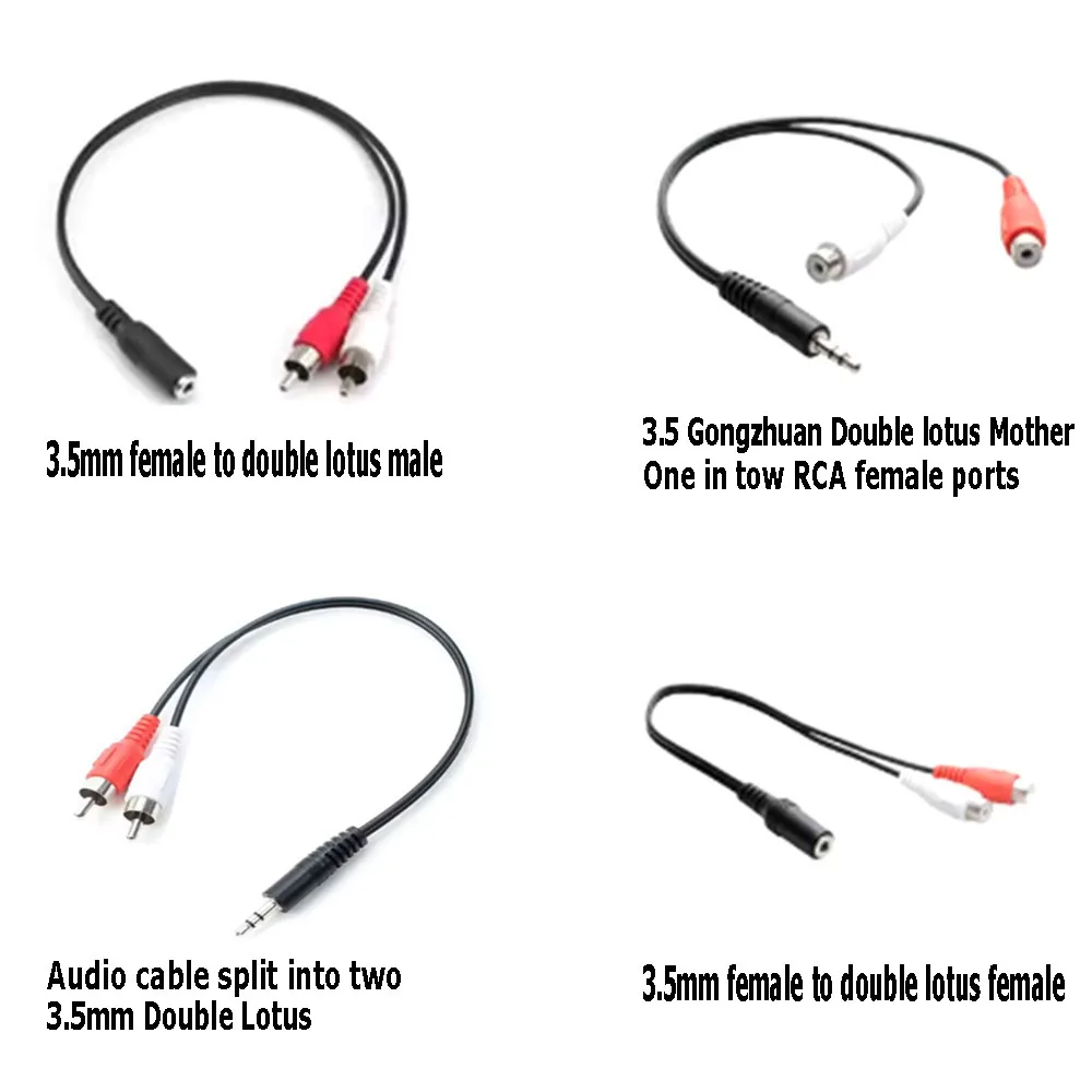 1PCS 3.5mm Jack Male Female to 2 RCA Stereo Audio Cable Converter Adapter Cord Mobile Phone  Sound Box TV AV Connection Lin