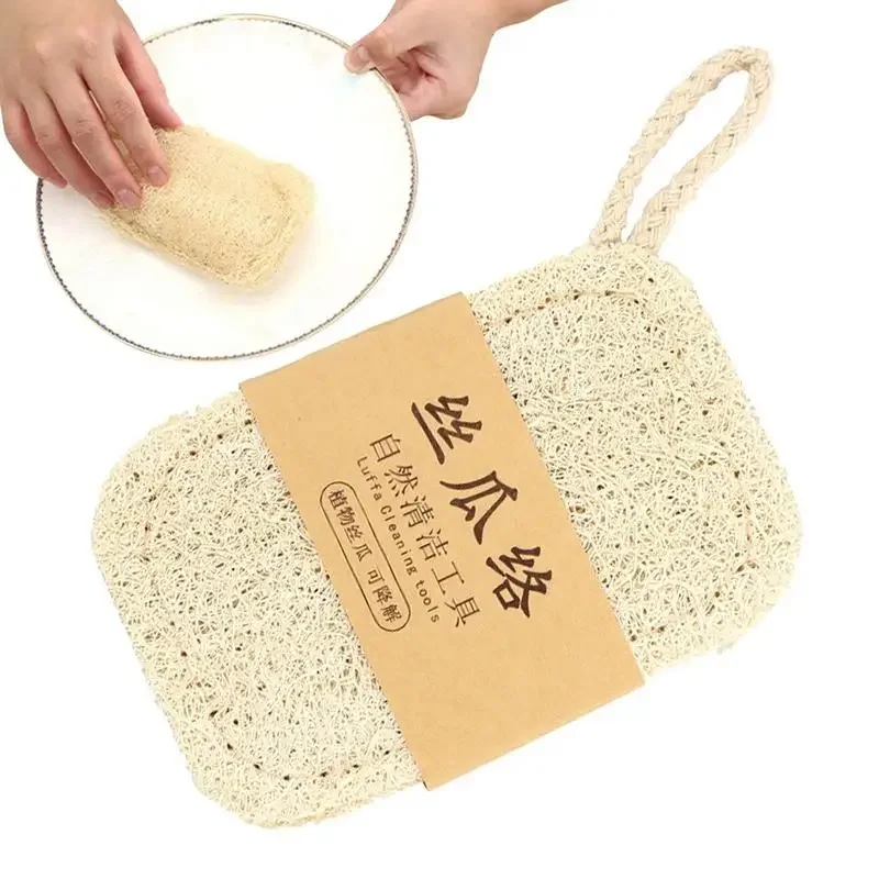 1Pc Natural Luffa Dish Washing Cloth Sponge Loofah Scrub Pad Dish Pot Easy To Clean Scrubber Sponge Kitchen Clean Brushes