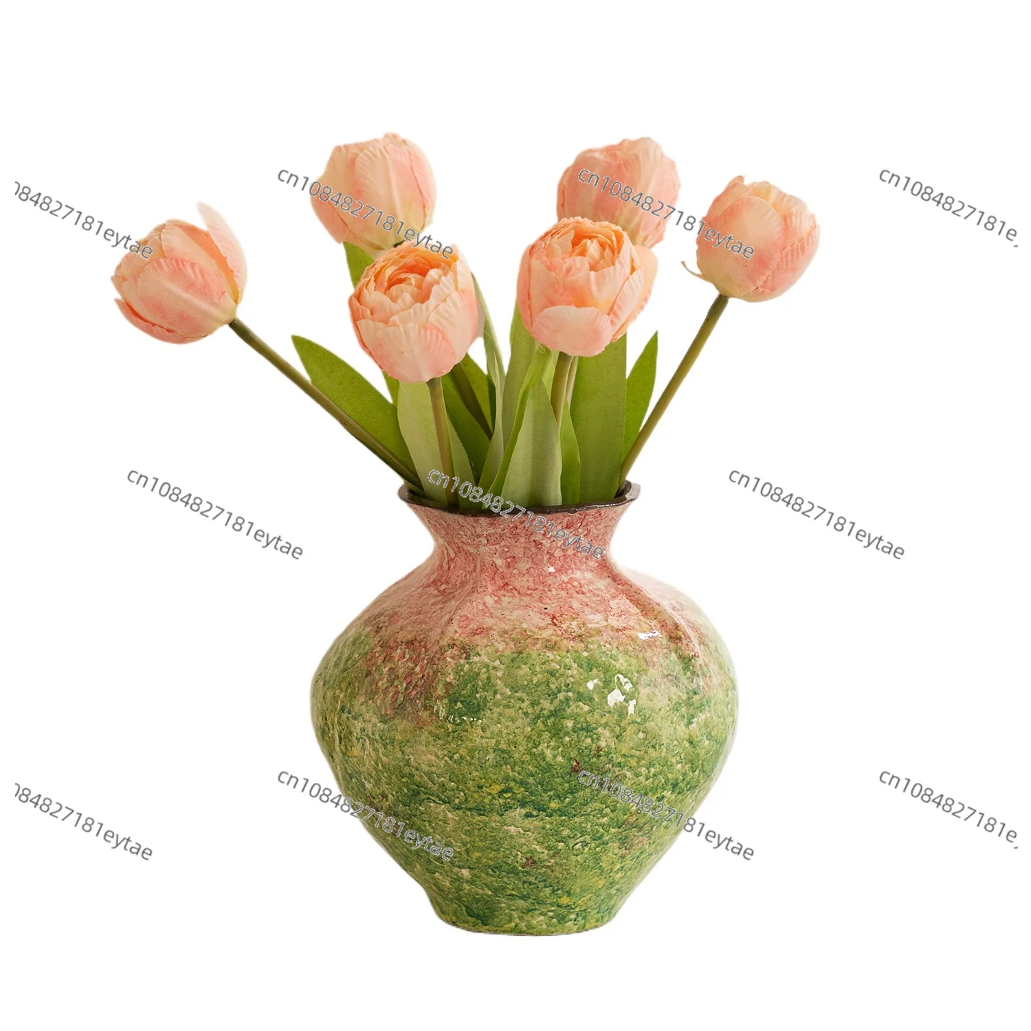 フランスのレトロな陶器製花瓶、リビングルームやダイニングテーブル用の高級フラワーアレンジメントデコレーション、アメリカンカントリースタイル