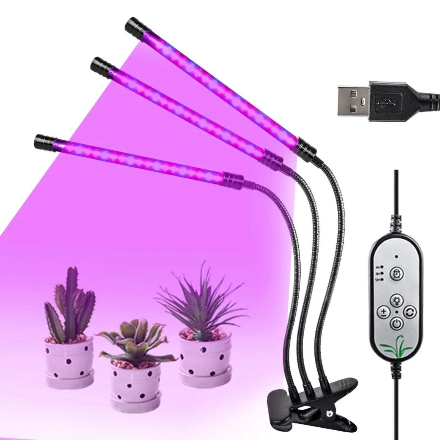 Lámpara Phyto de luz de cultivo USB ideal para control de crecimiento de espectro completo: perfecta para cultivo de plantas hortícolas de interior y flores