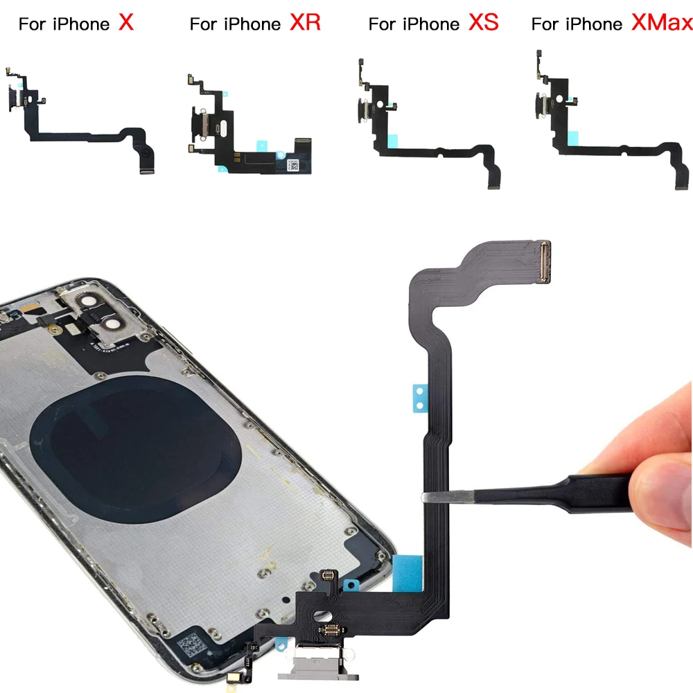 แท่นชาร์จ Flex Cable สําหรับ iPhone X XR XS 11 Pro Max ชาร์จพอร์ตโมดูลเปลี่ยนไมโครโฟน