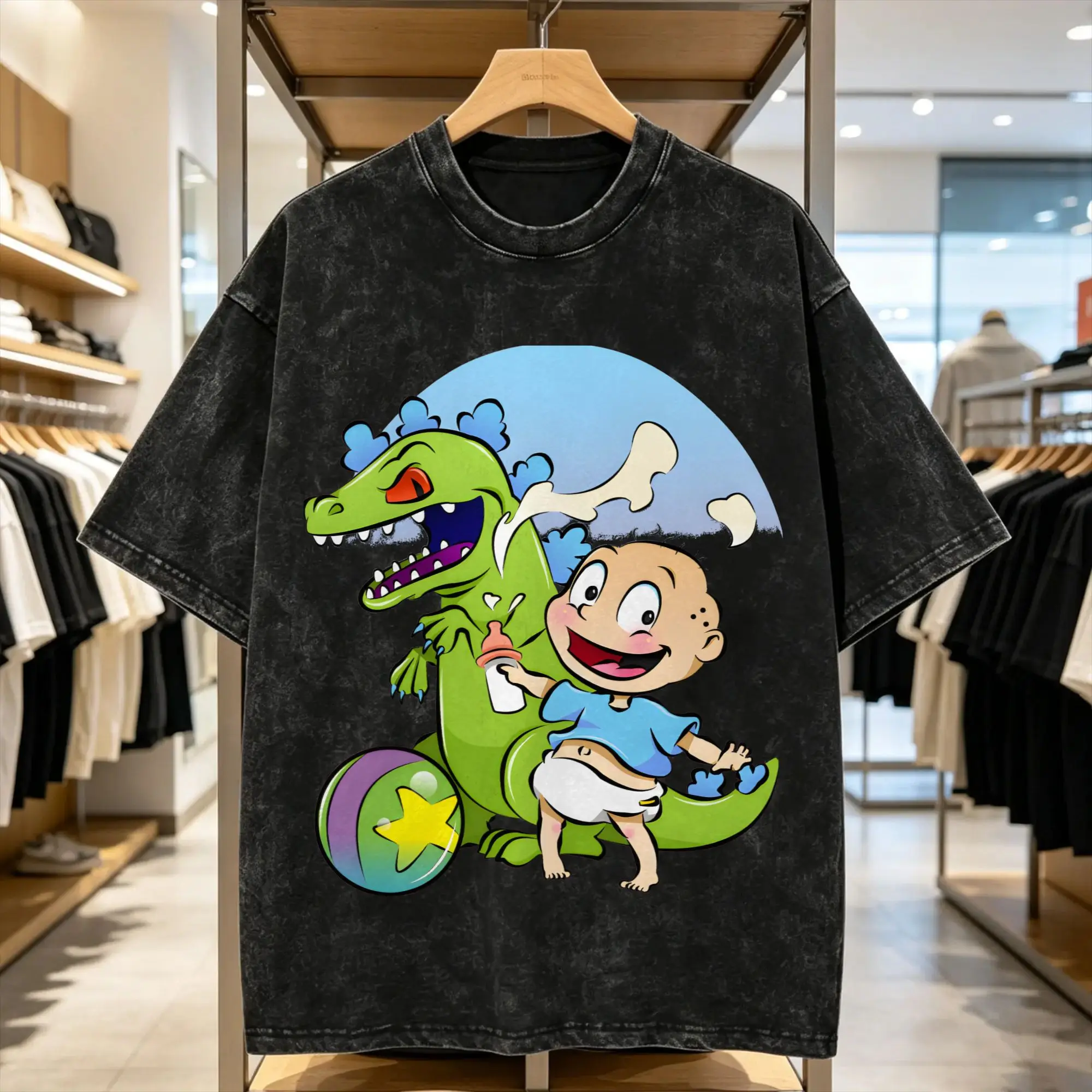 R-Rugrat T-Shirt Bald Baby  Hipster T-Shirts Short Sleeves Y2K Retro Tshirt Beach Casual O Neck Plus Size Tees