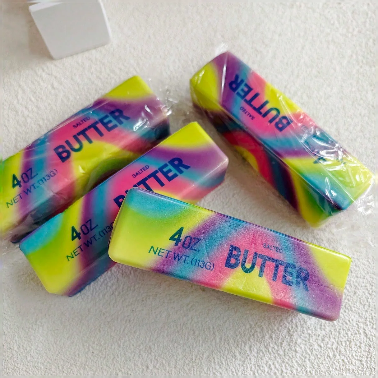 1/2/3Pcs Rainbow Butter Stick Squishy Toy, Slow Rising Fake Food Sensory Squeeze Toy, Anxiety Relief Gift for All Ages