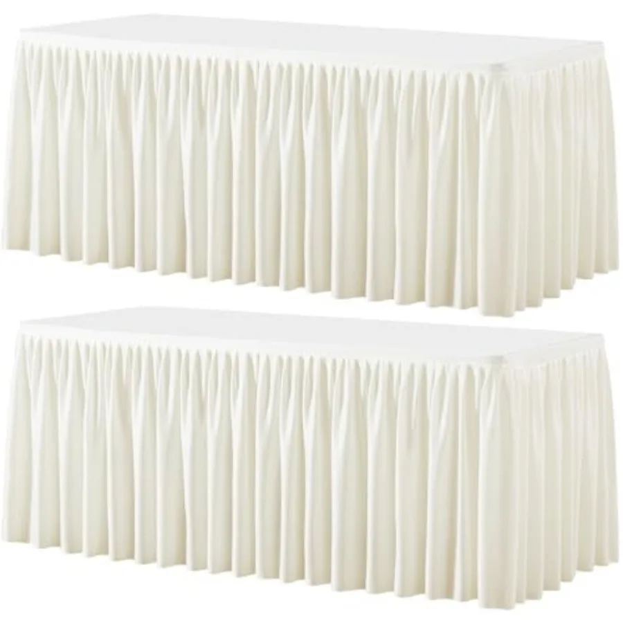 

2 Pack Rectangle Table Clothes for 6 Feet Tables, Polyester Fitted Tablecloths 6t Stretch Table Cover for Wedding, Birthday, Pa