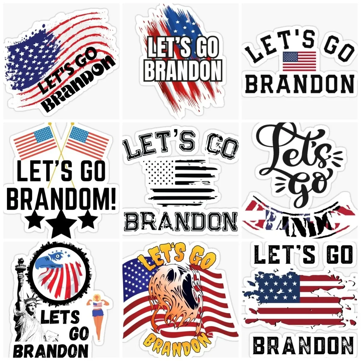 

Let's Go Brandon American Flag Creative Sticker Laptop Window Motorcycle Accessories Car Truck Bicycle Helmet Camper Glass Decal