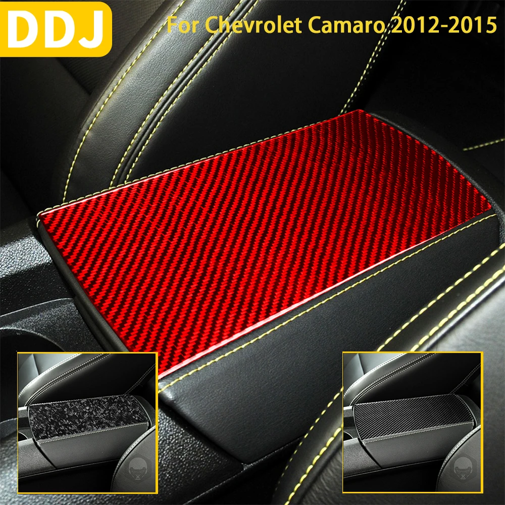 

For Chevrolet Camaro 2010 2011 2012 2013 2014 2015 Accessories Carbon Fiber Car Interior Central Armrest Panel Trim Sticker