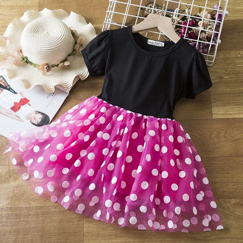 Cute Baby Girl Dress for 9M-4Yrs Children Summer Clothes Kids Minni Mouse Polka Dot Dress Girls Birthday Party Christmas cos