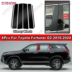 Piano Black Car Door Window Center Middle B C Pillars Post Column Panel Cover Trim Mirror Effect Sticker For Toyota Fortuner G2