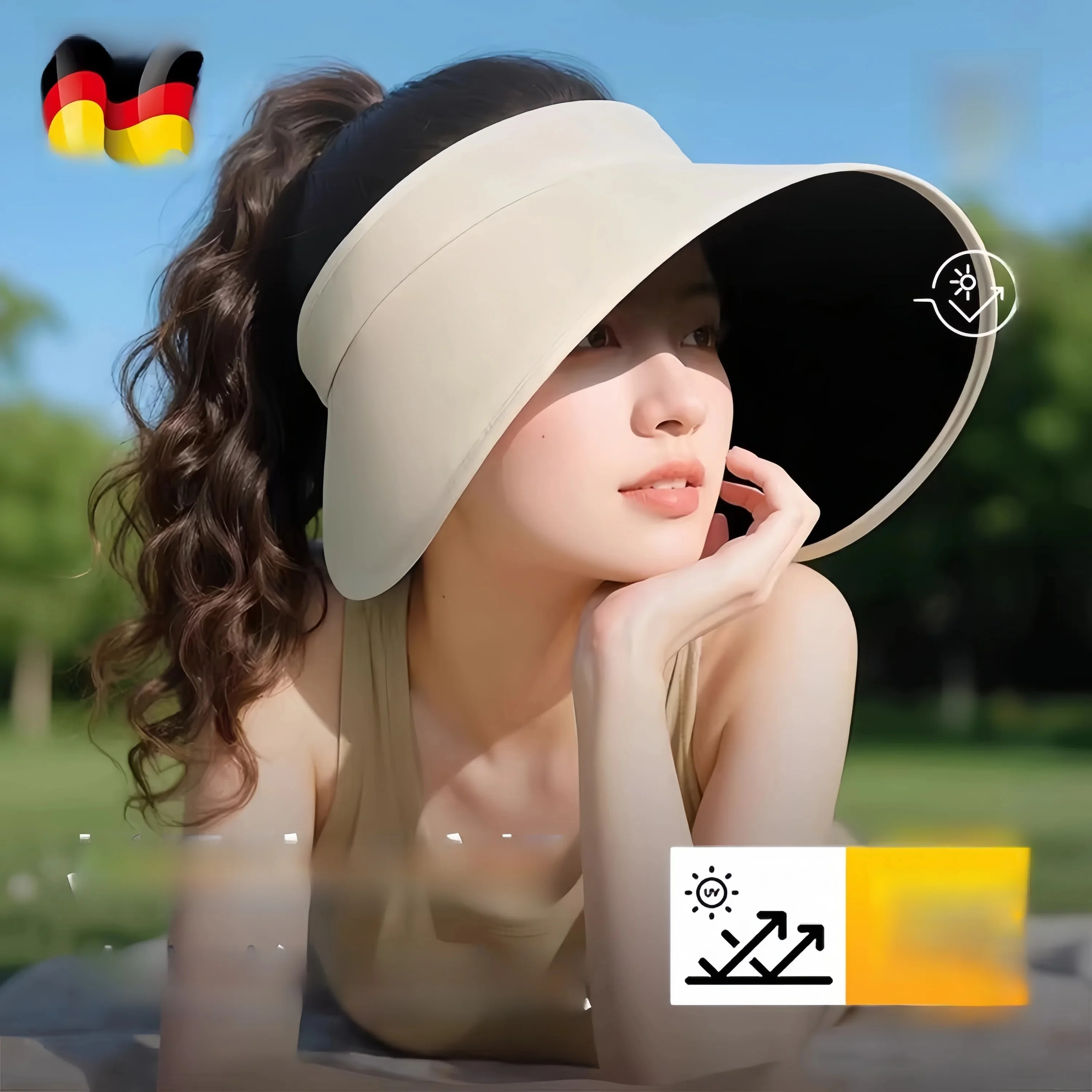 summer-uv-protection-sun-hat-women's-new-2026-black-glue-large-brim-breathable-outdoor-cap-adjustable-foldable-universal-hat