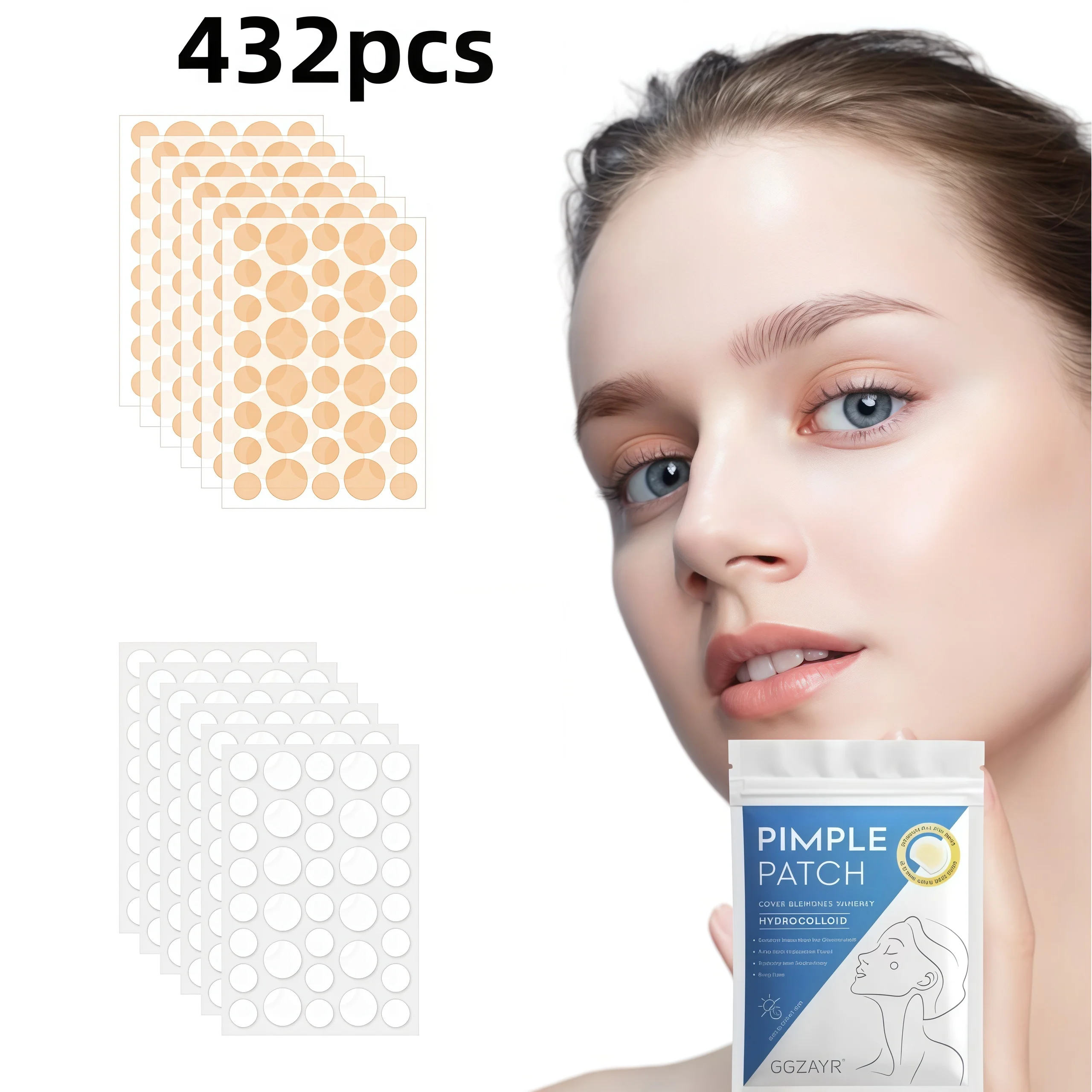 Invisible Face Dot Patch Set 216/432/864pcs, Multi-Size Natural Skin Blend Acne Covers image 4