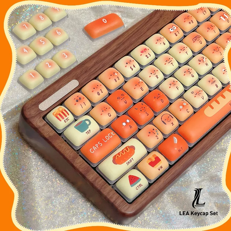 Bread Theme Keycaps Set Customized PBT Sublimation MOG Profile Keyboard Cap 107keys for Mechanical Keyboard Accessories Gifts