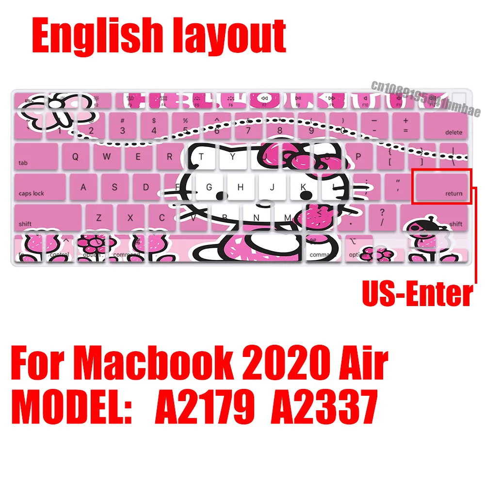 Cute Hellos Kittys US Layout Color Print Soft Silicone Keyboard Cover For Macbook 2020 Air A2179 A2337