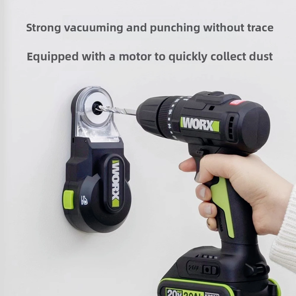 WORX WA1602 مكنسة كهربائية قوية صندوق غبار مرئي USB C نوع مثقاب طرق كهربائي عالمي غطاء غبار مثقوب