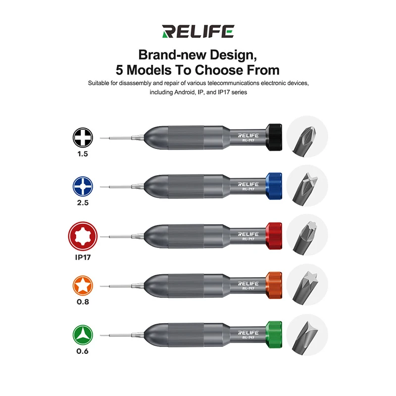 Destornillador de cabeza de cohete RELIFE RL-717, broca de acero S2 extra dura, fuerte adsorción magnética, destornillador de reparación de desmontaje de precisión