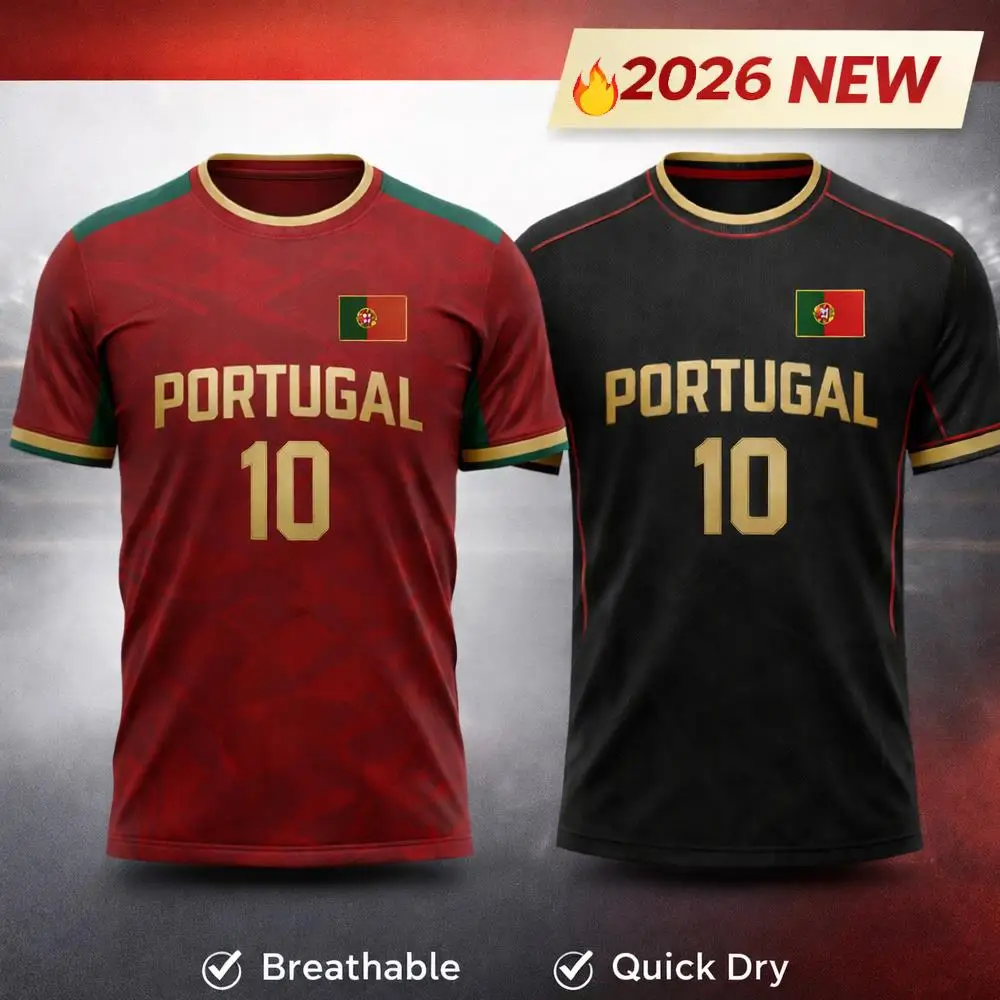 2026 New Portugal Flag Print Jersey Men's Breathable Quick-Drying Sportswear Summer Unisex Training Apparel Adult Fan T-Shirt