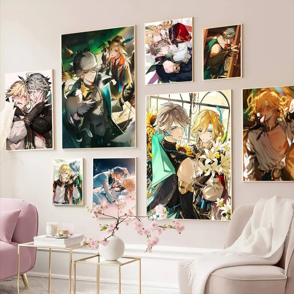 Genshin Impact Kaveh Alhaitham Classic Anime Classic Vintage Poster Vintage Room Home Bar Cafe Decor Nordic Home Decor