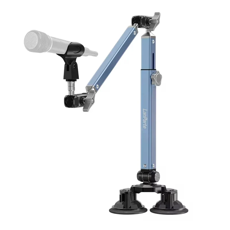

360 ° Поворотный микрофонный держатель-стойка для стола, низкопрофильный, регулируемый, с отсоединяемой подъемной колонной для стриминга