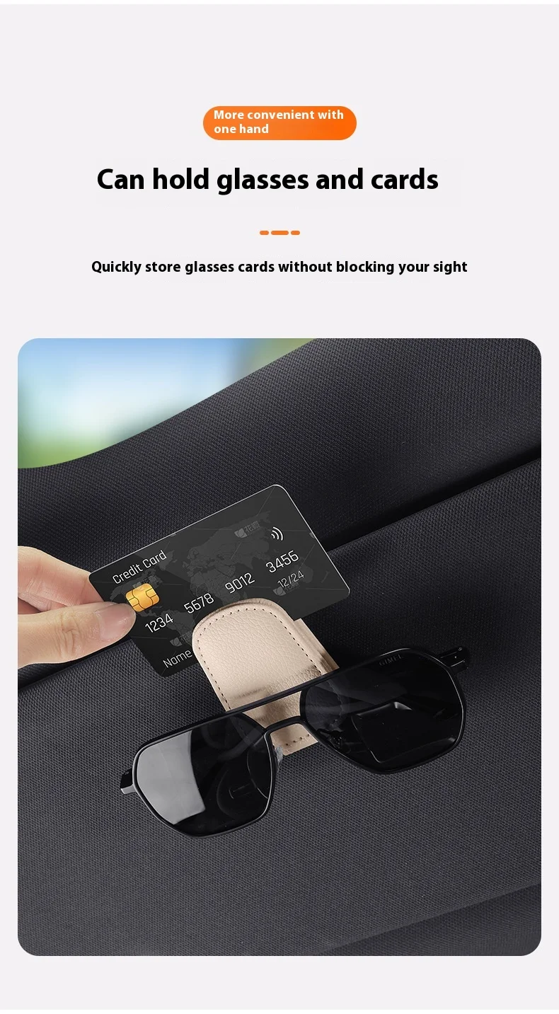 2-teiliger Sonnenbrillenhalter, geeignet für Auto-Sonnenschutz, magnetischer Sonnenbrillenclip aus Leder und Ticketclip, Auto-Sonnenschutz-Zubehör – Detail 11