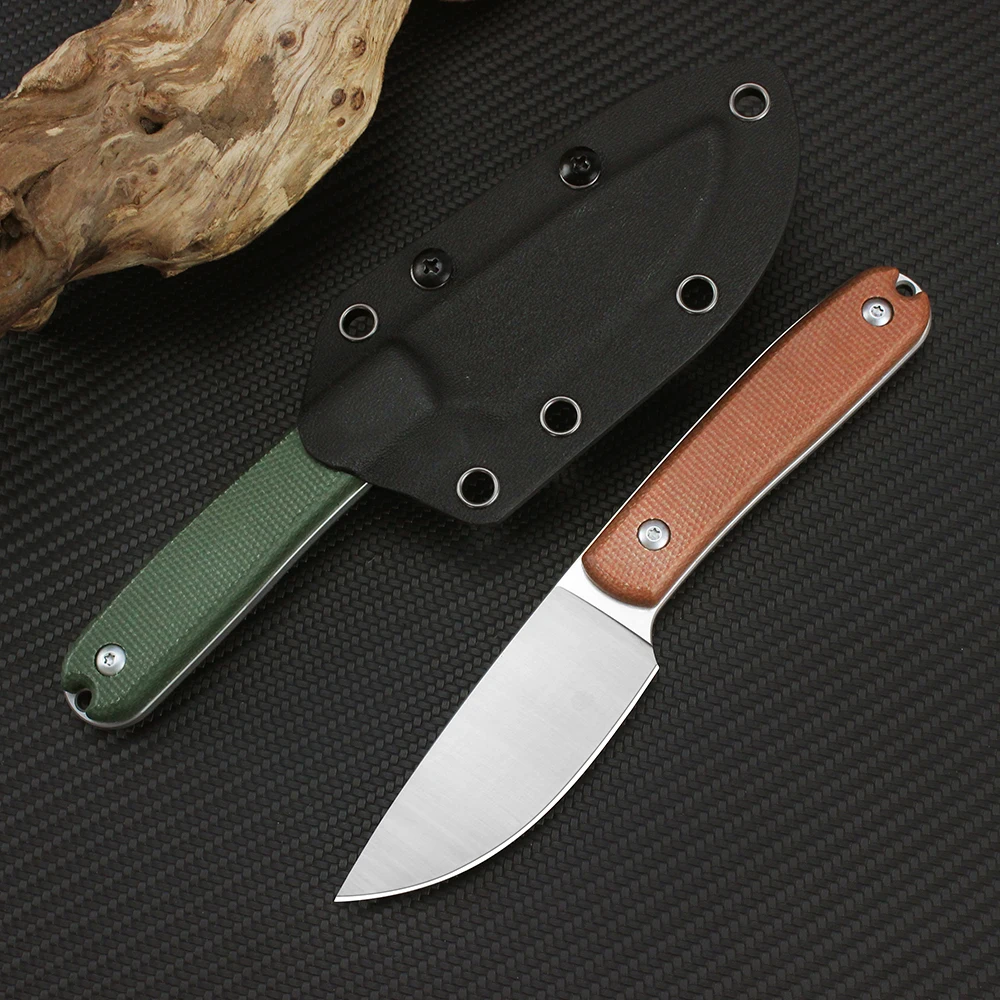 Tunafire Military Hunting Knives 14C28N Steel Fixed Blade Knife Outdoor Camping Multipurpose Small Straight Knife with K sheath