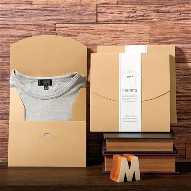 Biodegradable Recycled Folding Kraft Paper High Grade Shirt Clothing Packaging Box With Business Simple Paper Gift Boxes A375