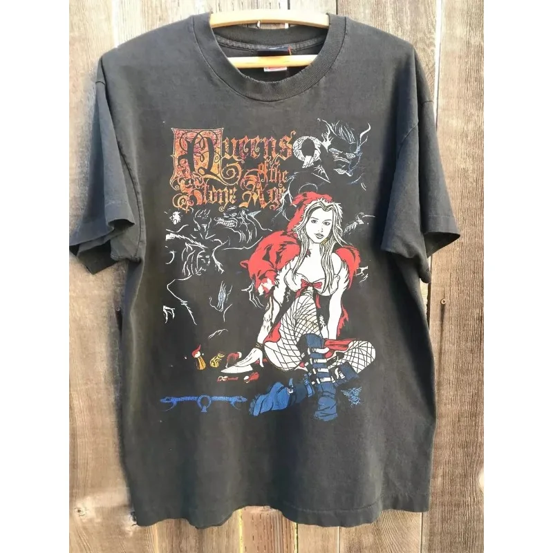 Queens of The Stone Age Band T-shirt Suitable for Both Men and Women, Summer New Y2K Harajuku Style Retro Casual T-shirt