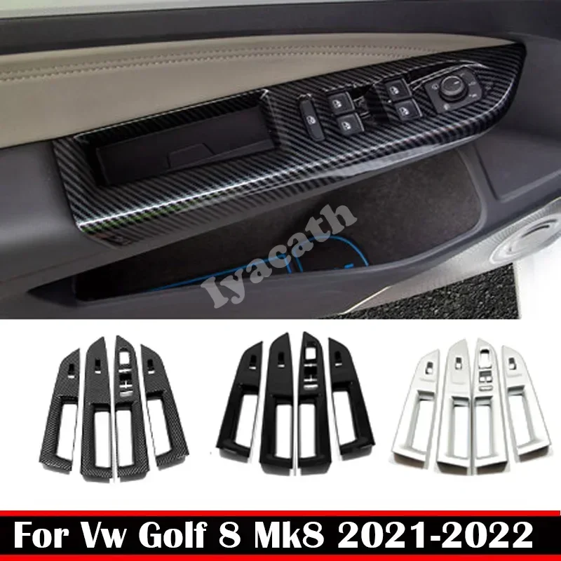 For Volkswagen VW Golf 8 MK8 2021 2022 ABS Black Car Door Window Glass Lifter Switch Armrest Button Cover Interior Accessories