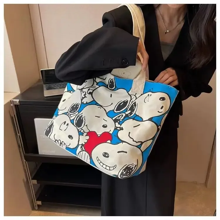 Snoopyes Canvas Shoulder Bag Anime Cartoon Ins Style Handbag 2024 Summer New Women\'s Cosmetic Storage Bags Fashion Birthday Gift