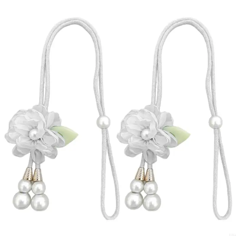   Stylish Pearls Flower Window Curtain Tiebacks 2 Pack Home Decoration Essential