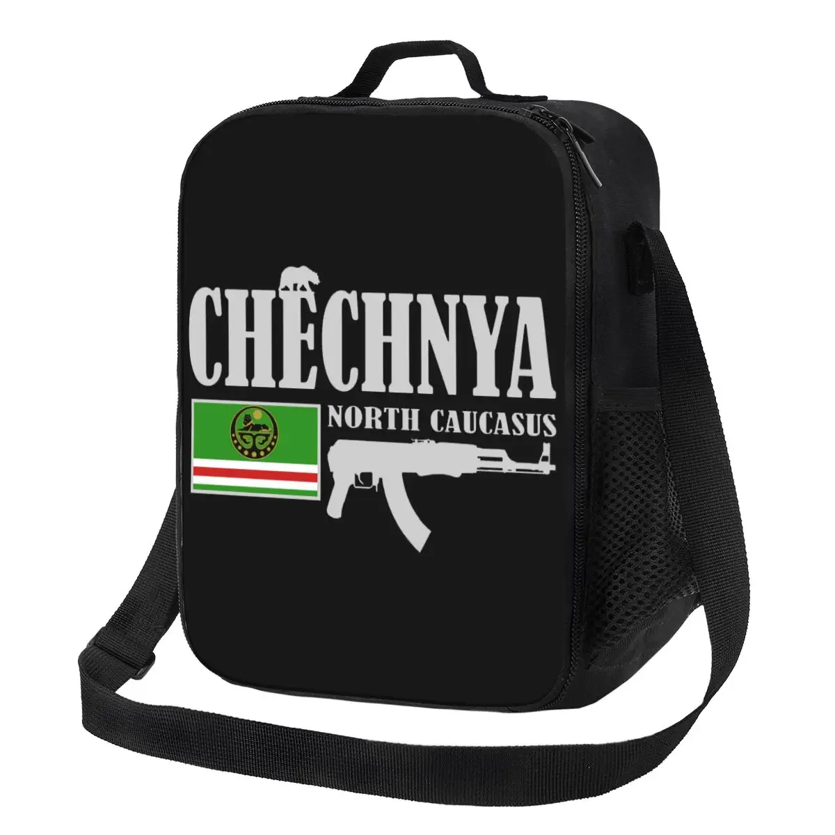 

Chechnya Fighter Resuable Lunch Boxes Women Leakproof Chechen Flag Thermal Cooler Food Insulated Lunch Bag Office Work