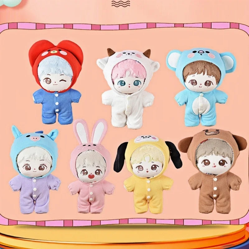 

20cm Cooky BT21 DIY Cotton Doll Tata Shooky One-Piece Plush Doll Sofa Pillow Toy Figurine Display Item Pain Packaging Decoration