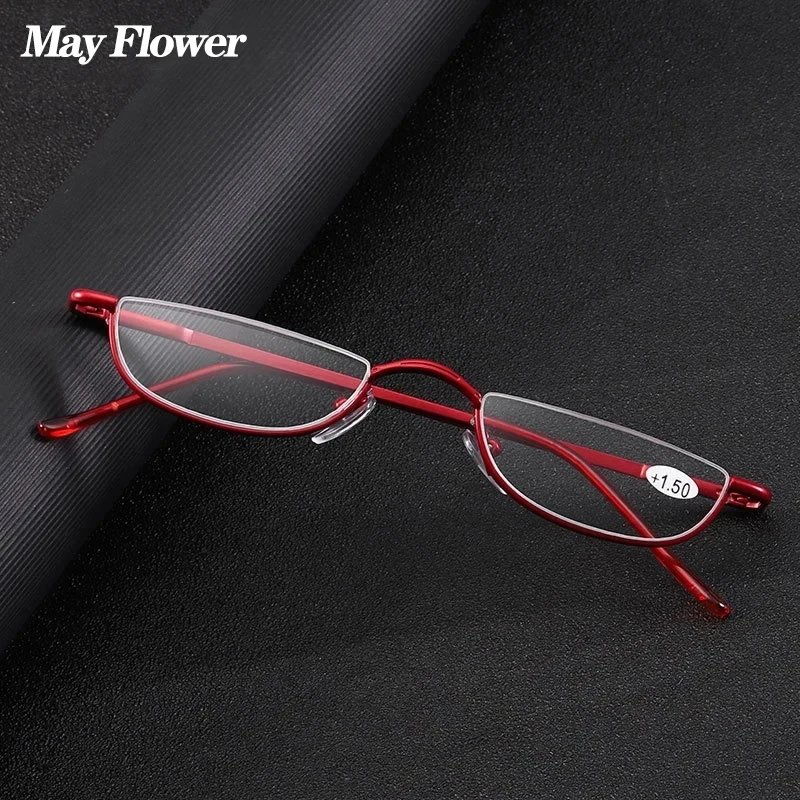 Metal Half Frame Reading Glasses Portable Men Business Presbyopia Glasses With Case Unisex Diopter +1.0to+3.0