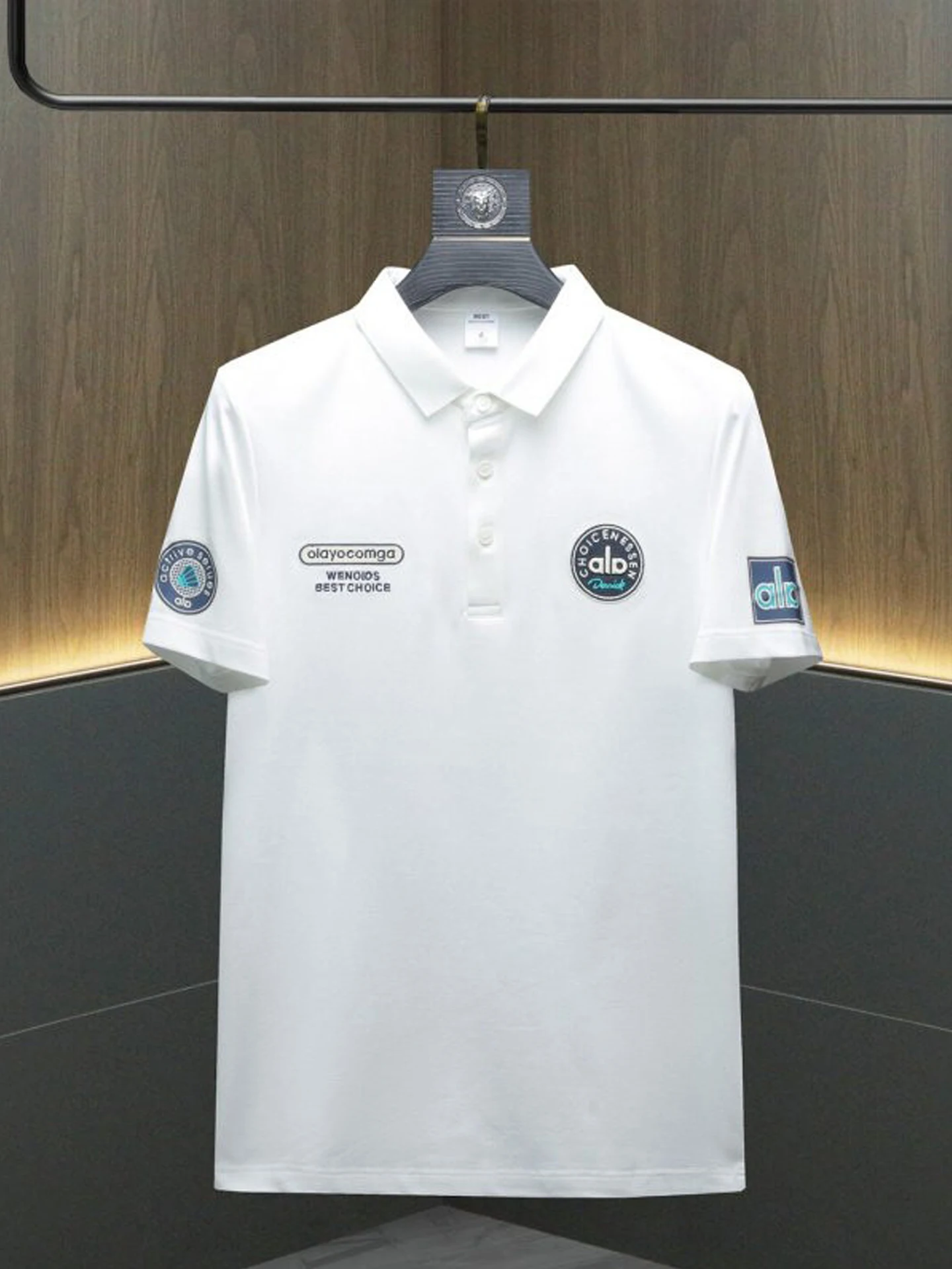 

Летняя мужская футболка 2026 с вышитым воротником в американском стиле, универсальная, модная, городская, с коротким рукавом