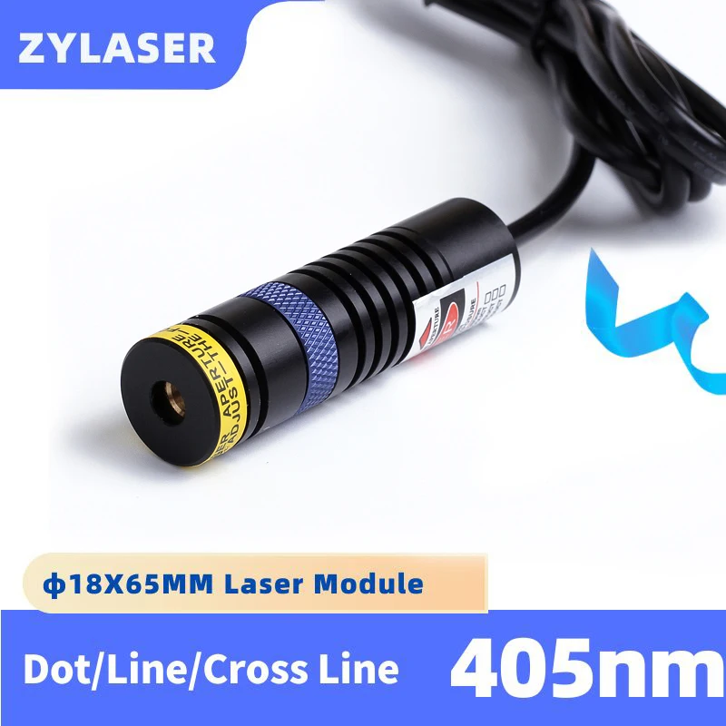 

18X65mm Cross Line/Dot/Line Focusable DIY 405nm Blue Laser Diode Module Locator with Adapter & Holder for Positioning Cutting