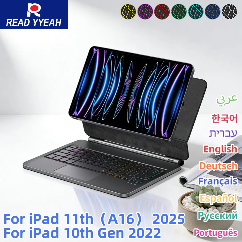 

Backlit Magic Keyboard for iPad A16 Pro 11 12.9 13 Air 4 5 Case for iPad 10th Generation Pro12.9 6th 5th 4th 3rd Gen Smart Cover