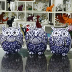 3 Pcs/set Resin Owl Figurines for Interior Mini Animals Ornaments Statues Home Living Room Garden Decor Accessories