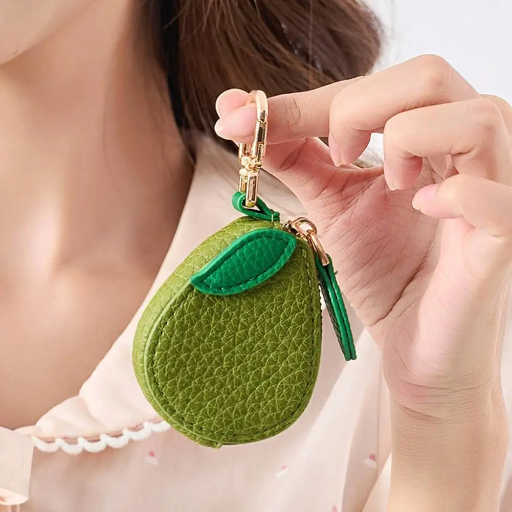 Cute Anime Cartoon Frog Wallet Coin Purse Exquisite Apple Peach Fruit Carrot Vegetable Lipstick Pouch Keychain Accessory Gift