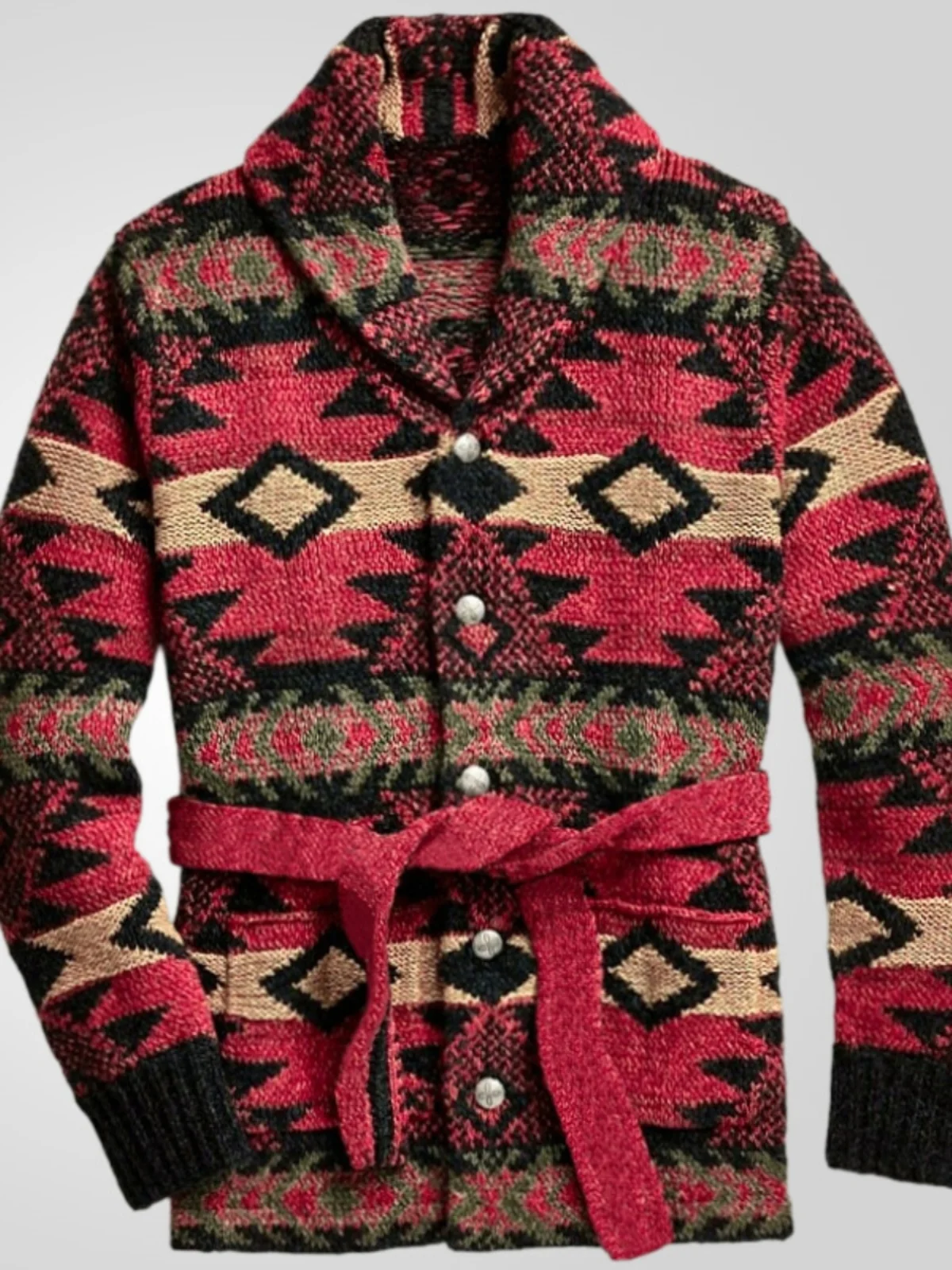 

American Sle Thiened Knitted Sweater Autumn Winter Long Fluffy Coat Men Casual Wear Warm Flannel Fabric Button Closure