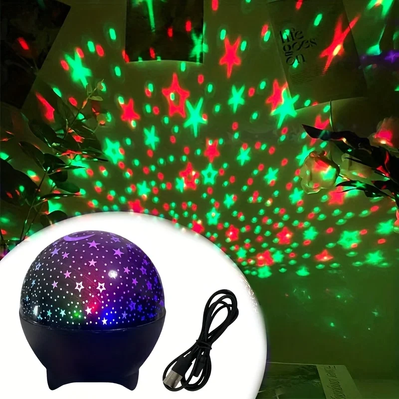 LED Starry Sky Projector Light Stars and Moon Projection 7 Modes Night Light USB Powered for Kids Room Party Decor Holiday Gifts
