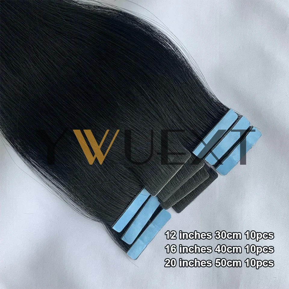 Extensiones de cabello con piel invisible PU, 20g, lacio natural, máquina Remy sin costuras, adhesivas, cabello humano, 10 piezas por paquete, 7 colores disponibles 2