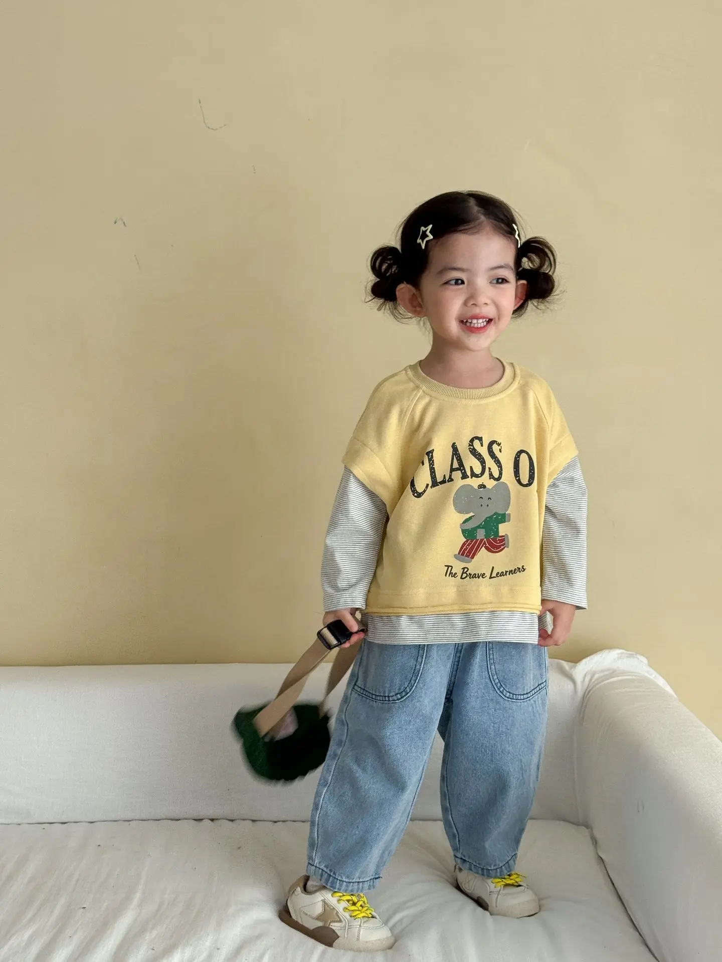 2026 Autumn New Children Long Sleeve T Shirts Cute Cartoon Print Boys Girls Casual Sweatshirt Cotton Kids Fashion Striped Tops