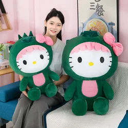 35/50/65cm Sanrio Kawaii Hello Kitty dinozor peluş oyuncak çizgi film bebeği oda dekorasyon uyku atmak yastık çocuklar için doğum günü hediyesi