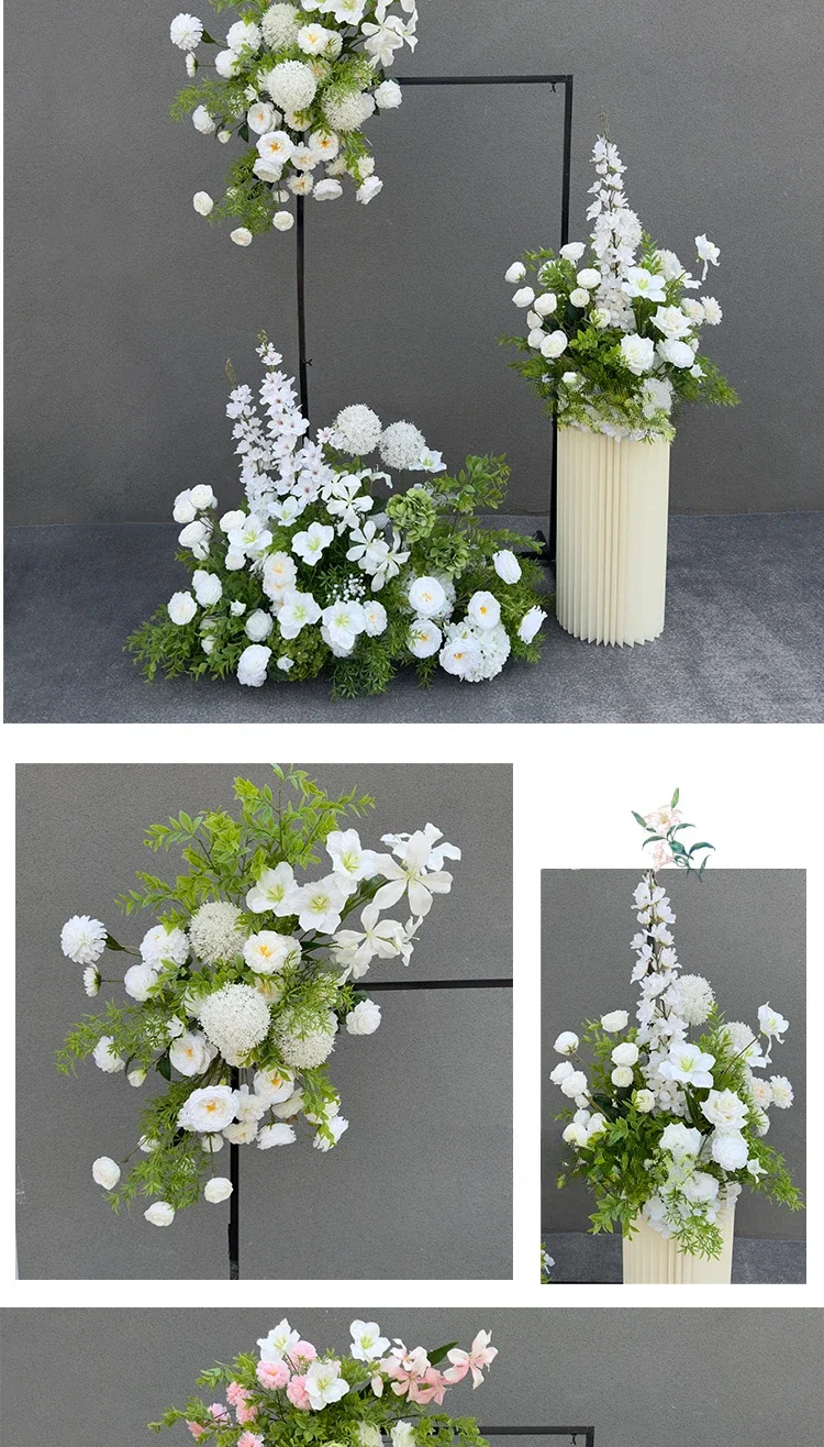 Künstliche Blumen Hochzeitsdekoration Hängende Blumenreihe Hintergrund Bogen-Dekor Wegführung Blumenball Florale Kulisse Arrangement – Detail 5