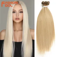 Extensiones de Cabello Sintético Yaki Liso de 20, 22 y 24 Pulgadas, 300g/6 Piezas, Color Rubio Ombre, para Salón de Belleza